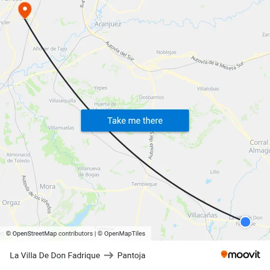 La Villa De Don Fadrique to Pantoja map