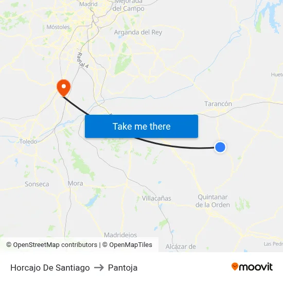 Horcajo De Santiago to Pantoja map