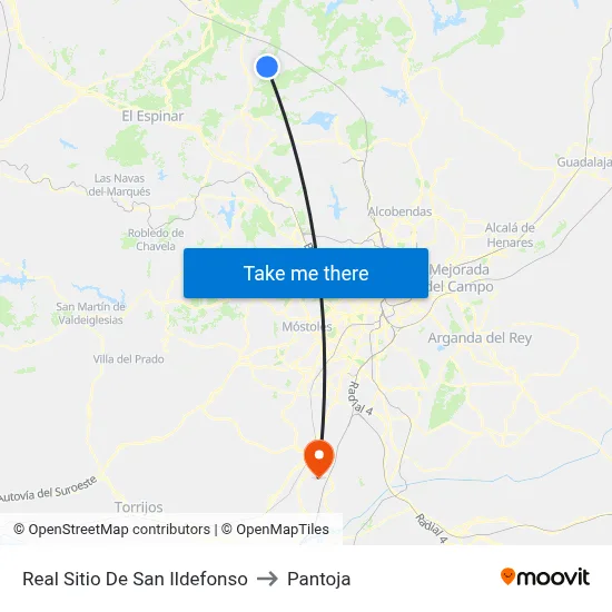 Real Sitio De San Ildefonso to Pantoja map