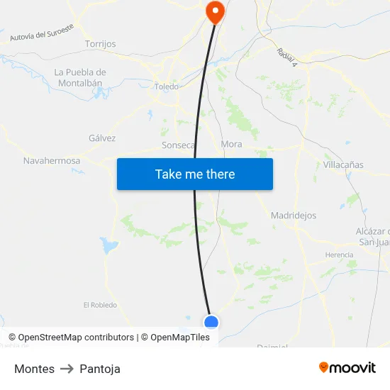 Montes to Pantoja map