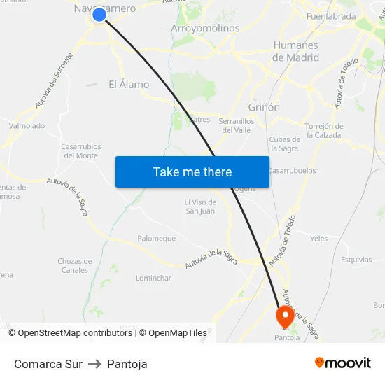 Comarca Sur to Pantoja map