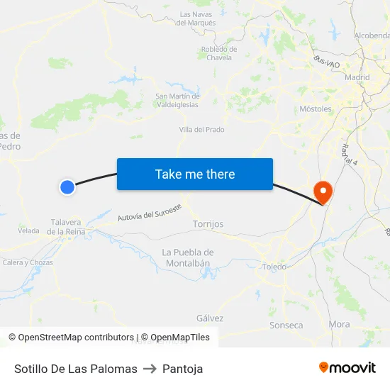 Sotillo De Las Palomas to Pantoja map