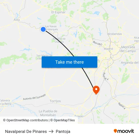 Navalperal De Pinares to Pantoja map