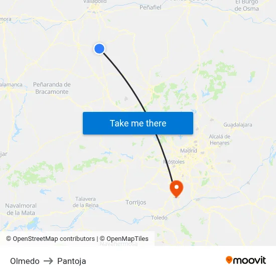 Olmedo to Pantoja map