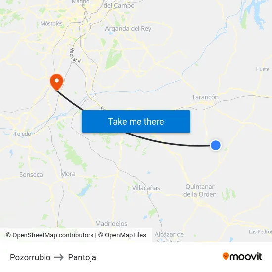 Pozorrubio to Pantoja map