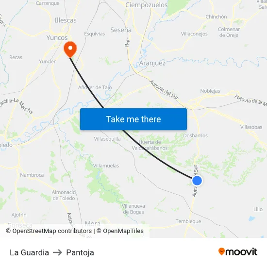 La Guardia to Pantoja map