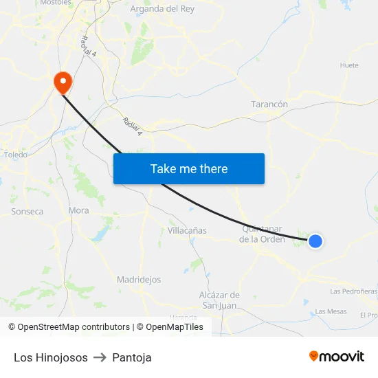 Los Hinojosos to Pantoja map