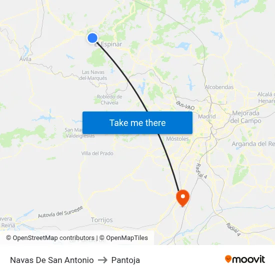 Navas De San Antonio to Pantoja map