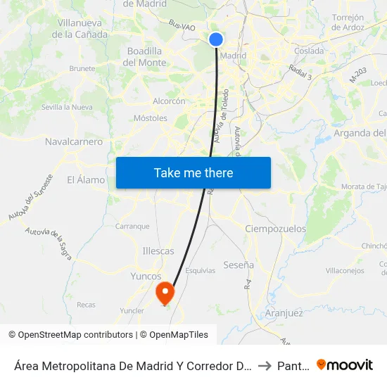 Área Metropolitana De Madrid Y Corredor Del Henares to Pantoja map
