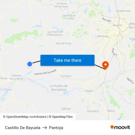 Castillo De Bayuela to Pantoja map