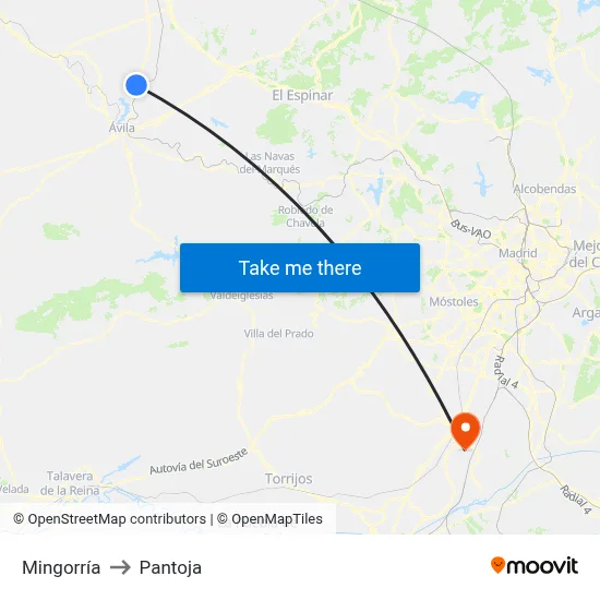 Mingorría to Pantoja map