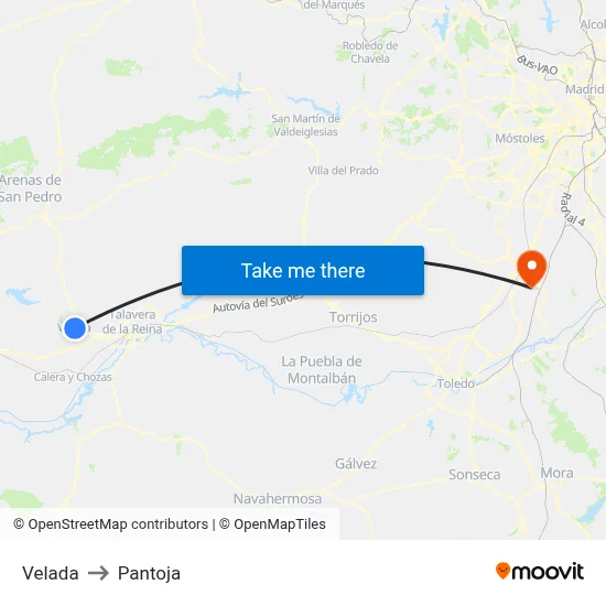 Velada to Pantoja map