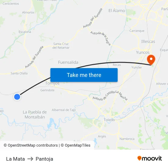 La Mata to Pantoja map