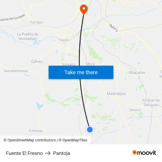 Fuente El Fresno to Pantoja map