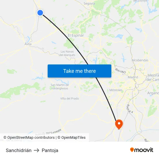 Sanchidrián to Pantoja map