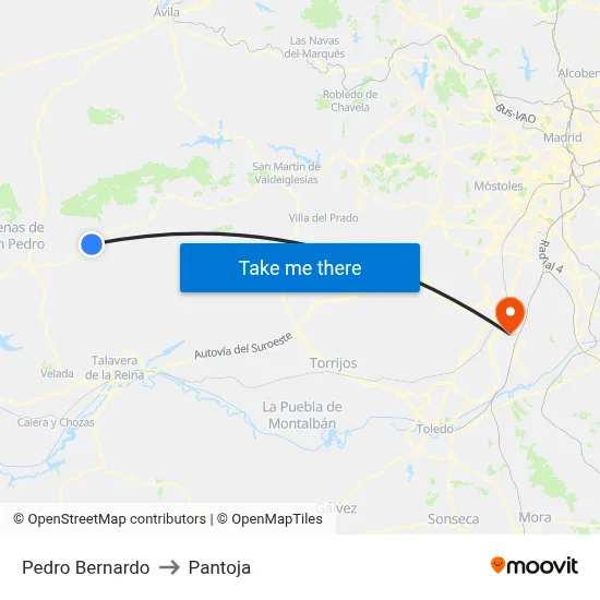 Pedro Bernardo to Pantoja map