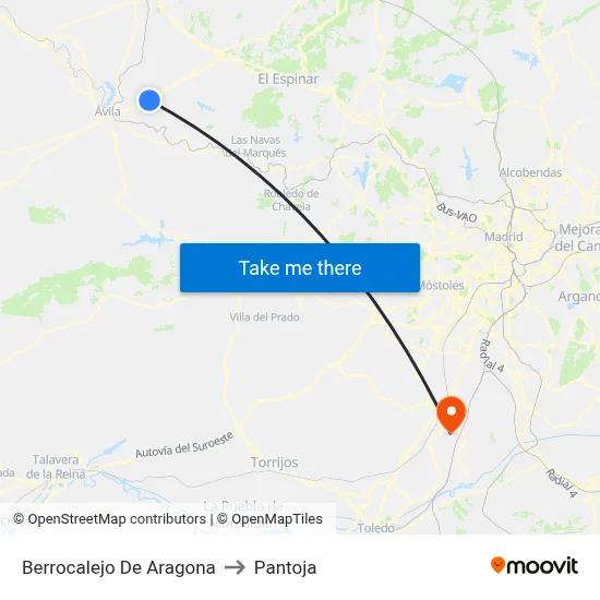 Berrocalejo De Aragona to Pantoja map