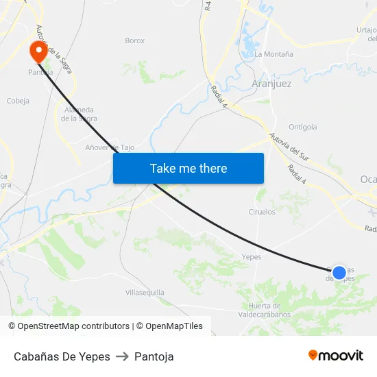 Cabañas De Yepes to Pantoja map