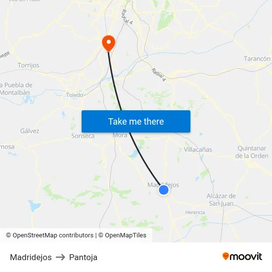 Madridejos to Pantoja map