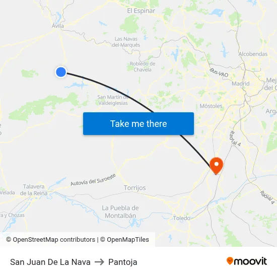 San Juan De La Nava to Pantoja map