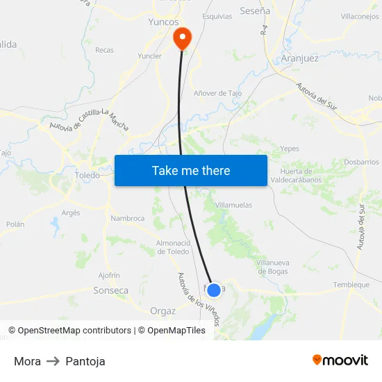 Mora to Pantoja map