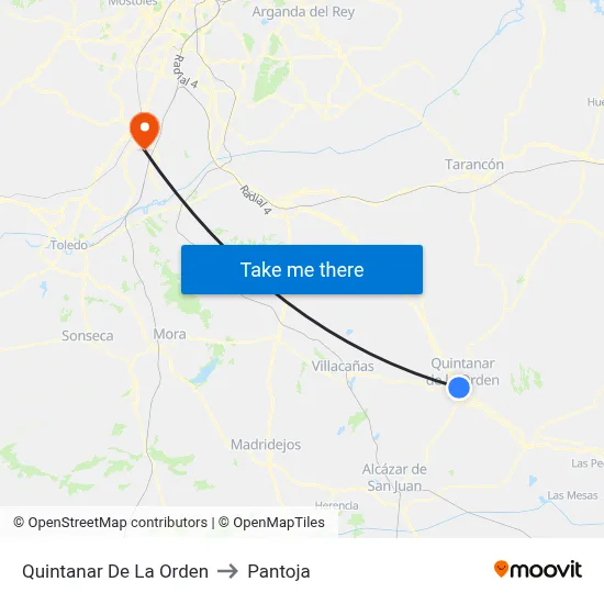 Quintanar De La Orden to Pantoja map