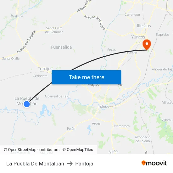 La Puebla De Montalbán to Pantoja map