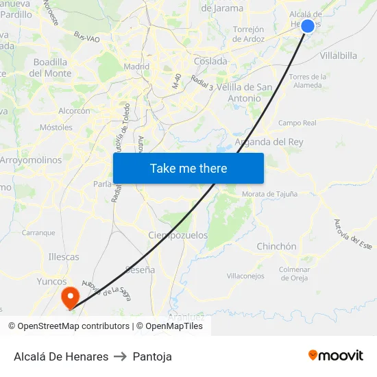 Alcalá De Henares to Pantoja map