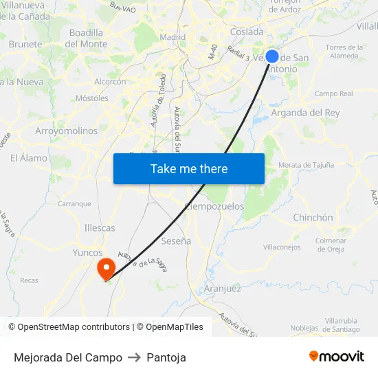 Mejorada Del Campo to Pantoja map