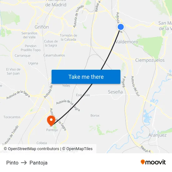 Pinto to Pantoja map