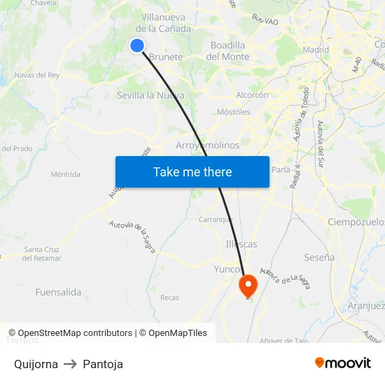 Quijorna to Pantoja map