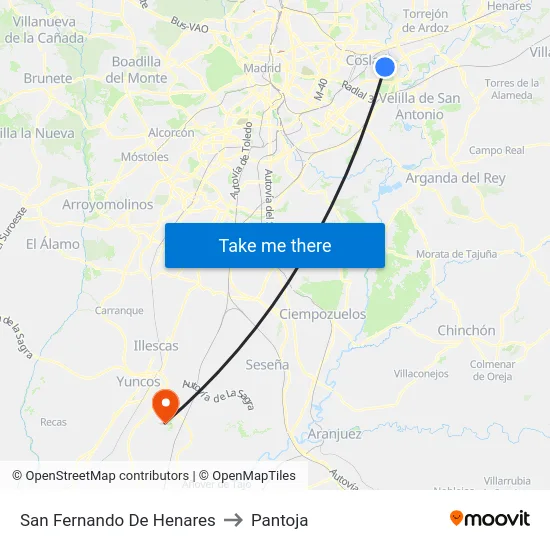 San Fernando De Henares to Pantoja map