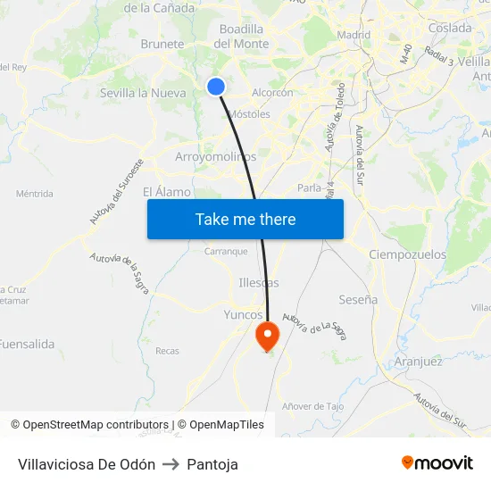 Villaviciosa De Odón to Pantoja map
