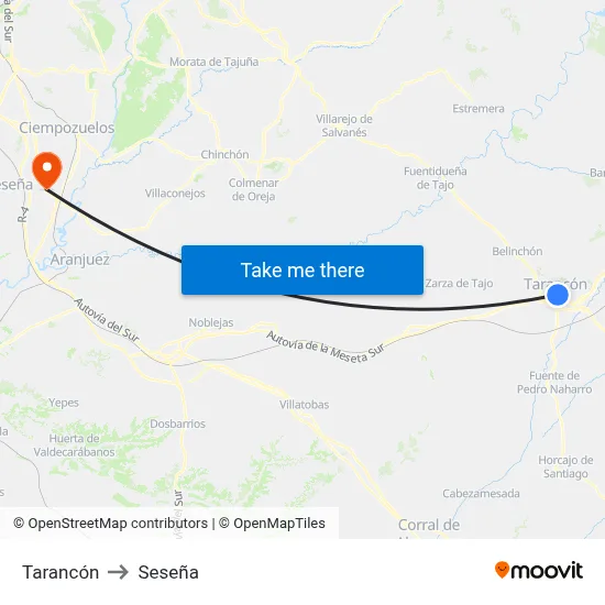 Tarancón to Seseña map