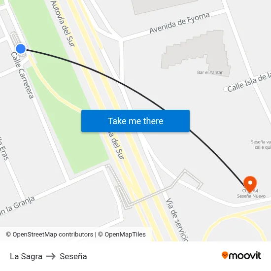 La Sagra to Seseña map