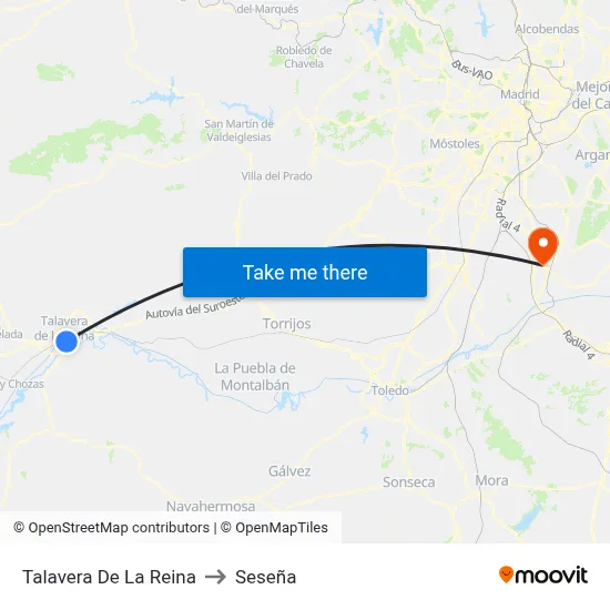Talavera De La Reina to Seseña map