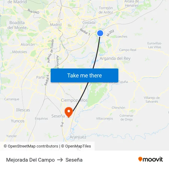 Mejorada Del Campo to Seseña map