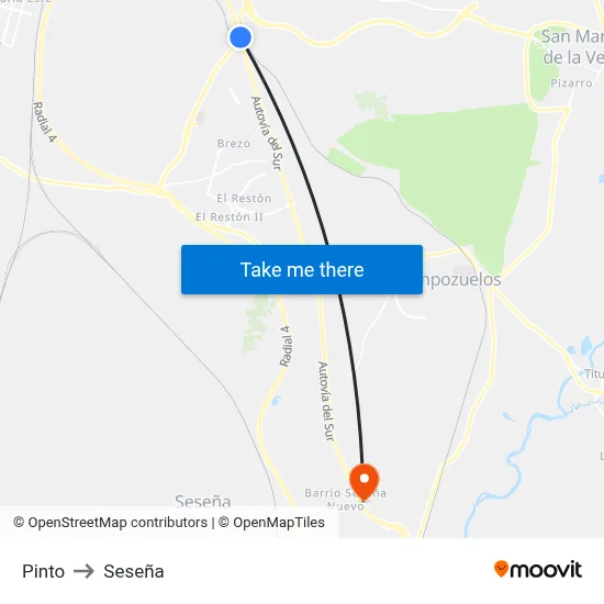 Pinto to Seseña map