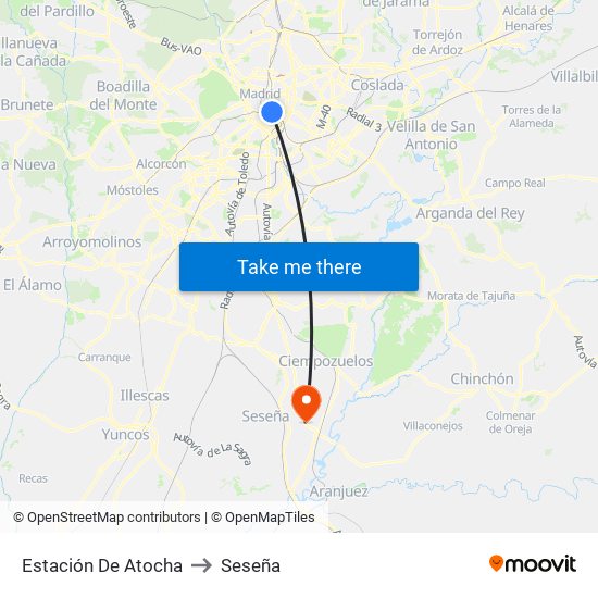 Estación De Atocha to Seseña map