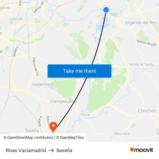 Rivas Vaciamadrid to Seseña map