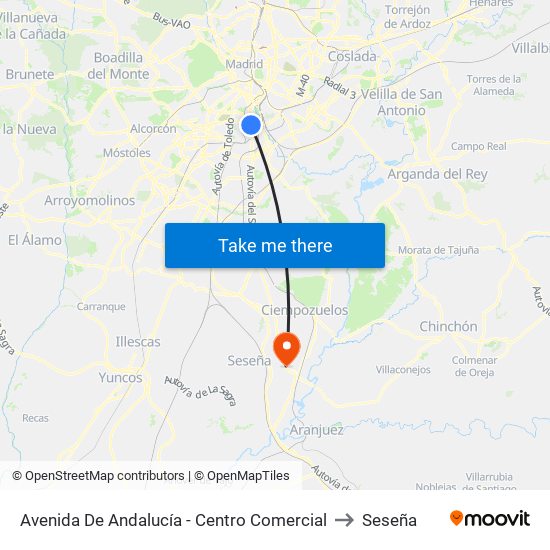 Avenida De Andalucía - Centro Comercial to Seseña map