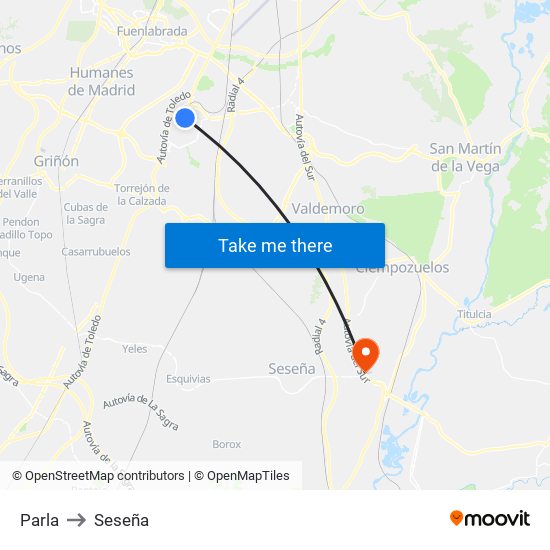 Parla to Seseña map