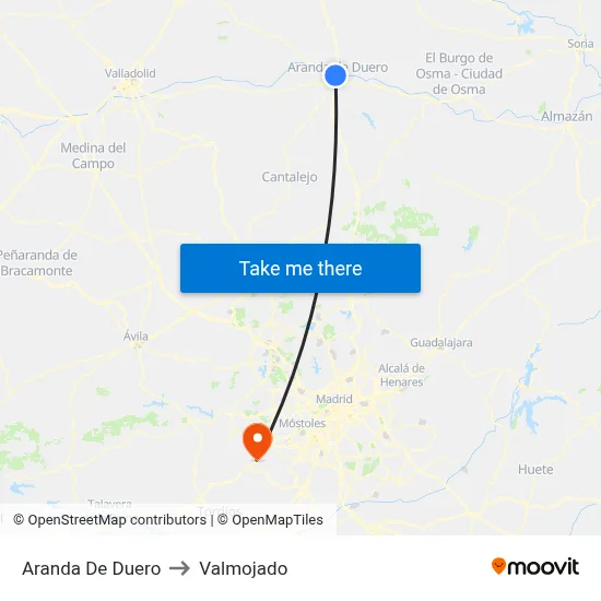 Aranda De Duero to Valmojado map