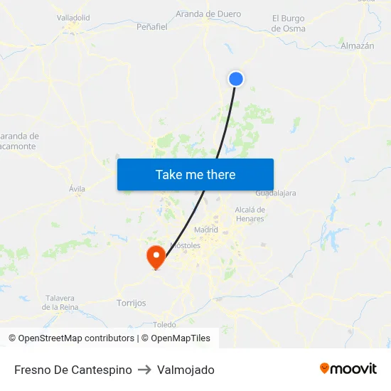 Fresno De Cantespino to Valmojado map
