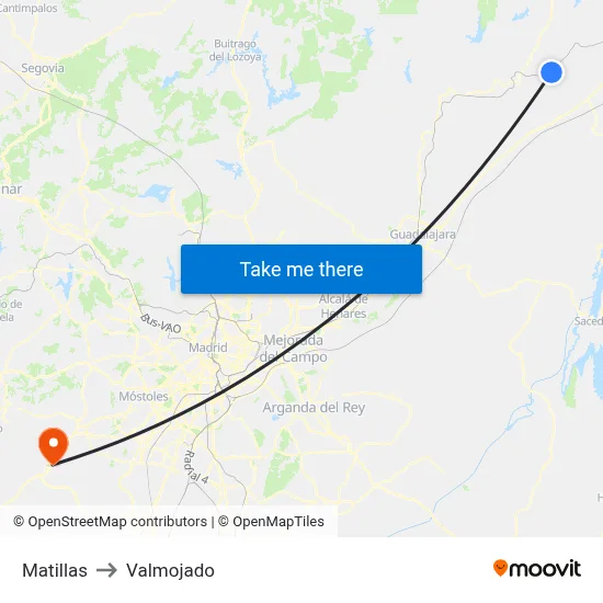 Matillas to Valmojado map