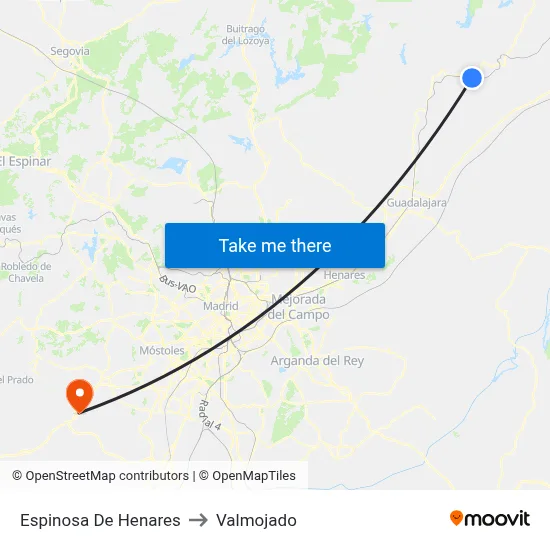 Espinosa De Henares to Valmojado map