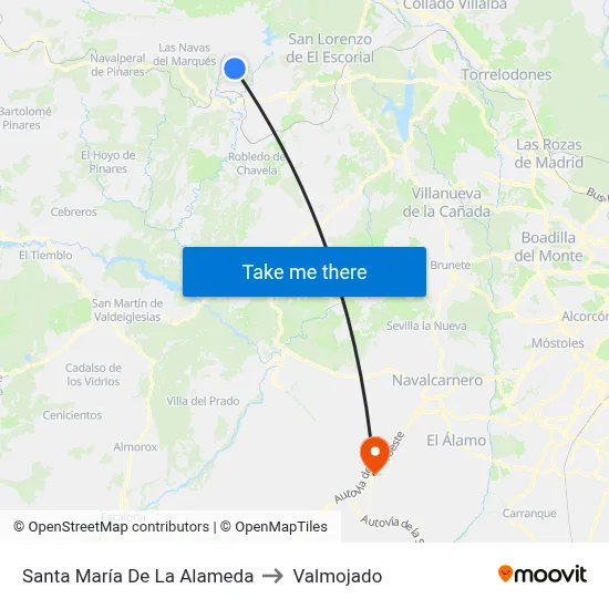 Santa María De La Alameda to Valmojado map