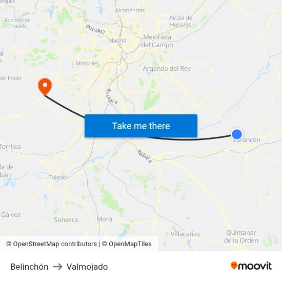 Belinchón to Valmojado map
