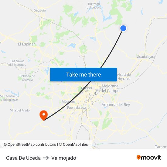 Casa De Uceda to Valmojado map