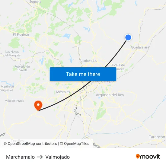 Marchamalo to Valmojado map